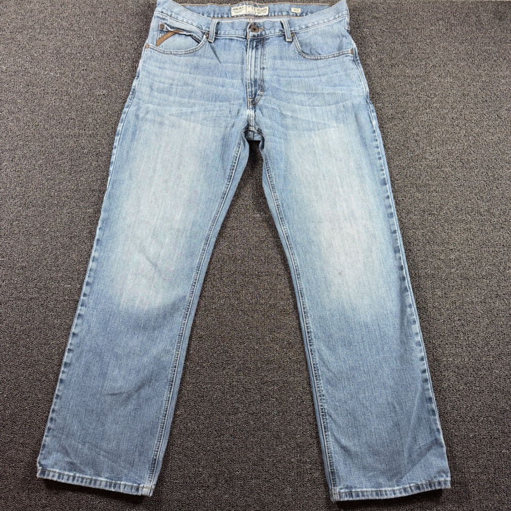 Ariat Legacy M4 Relaxed Boot Cut Jeans Men's 34x32 Light Wash Blue Denim Western